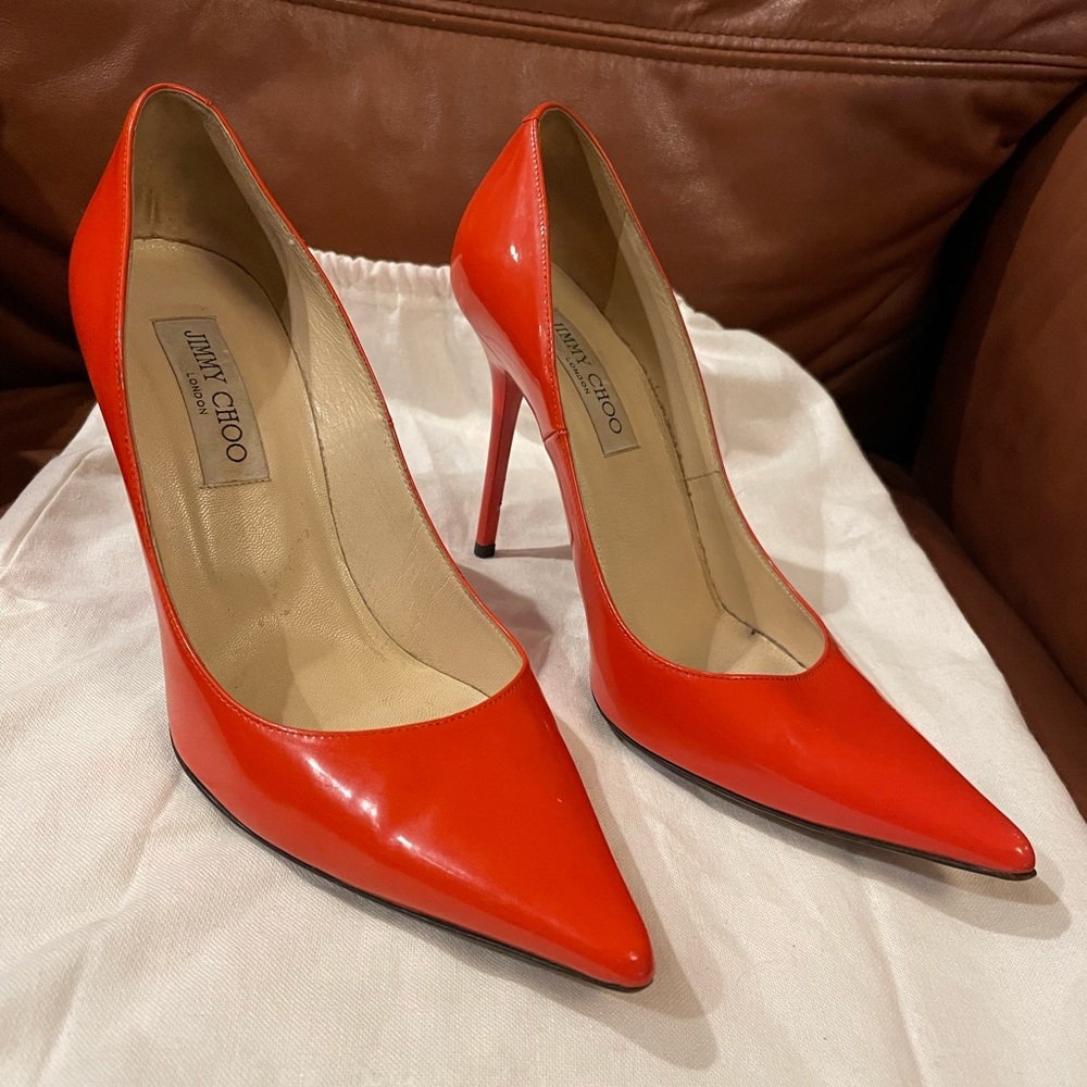 Jimmy Choo orange pumps size 38 1/2